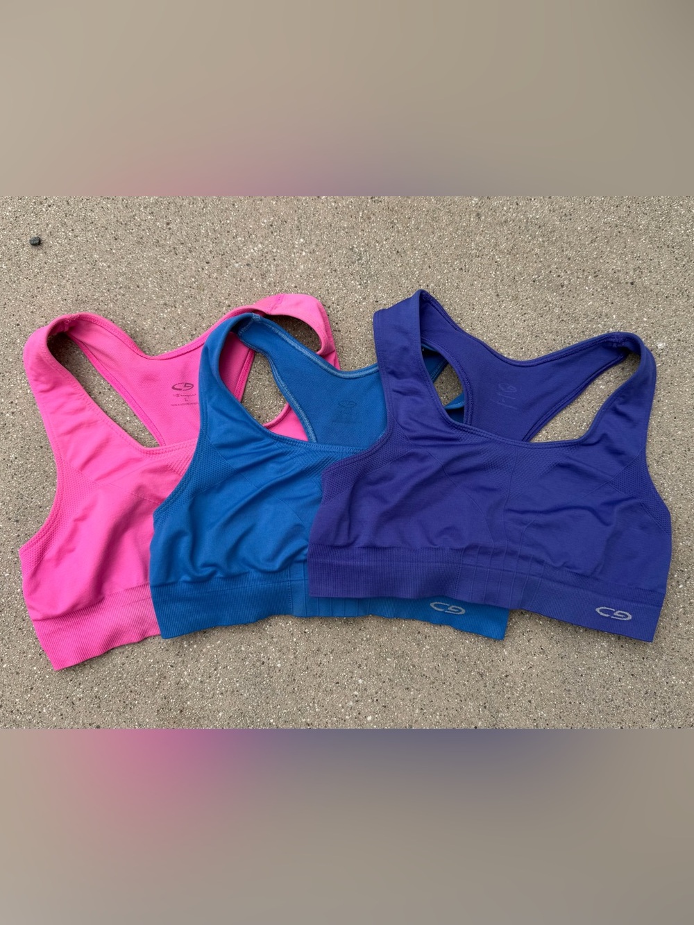 C9 by Champion Seamless Racerback Sports Bras — Pink, Teal, Purple (3-Pack)